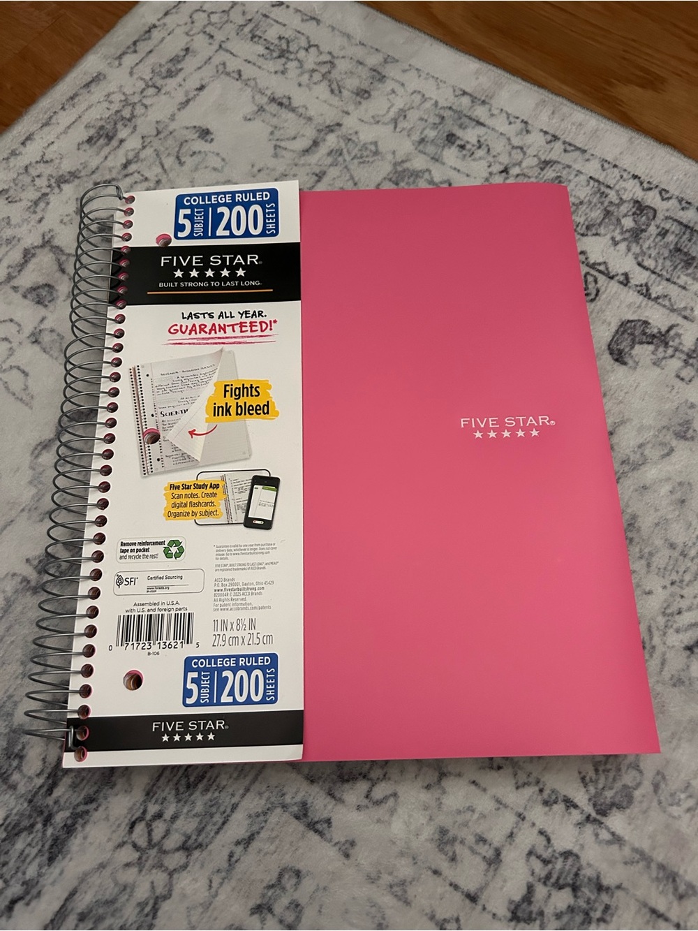 Five Star Pink Spiral Notebook
